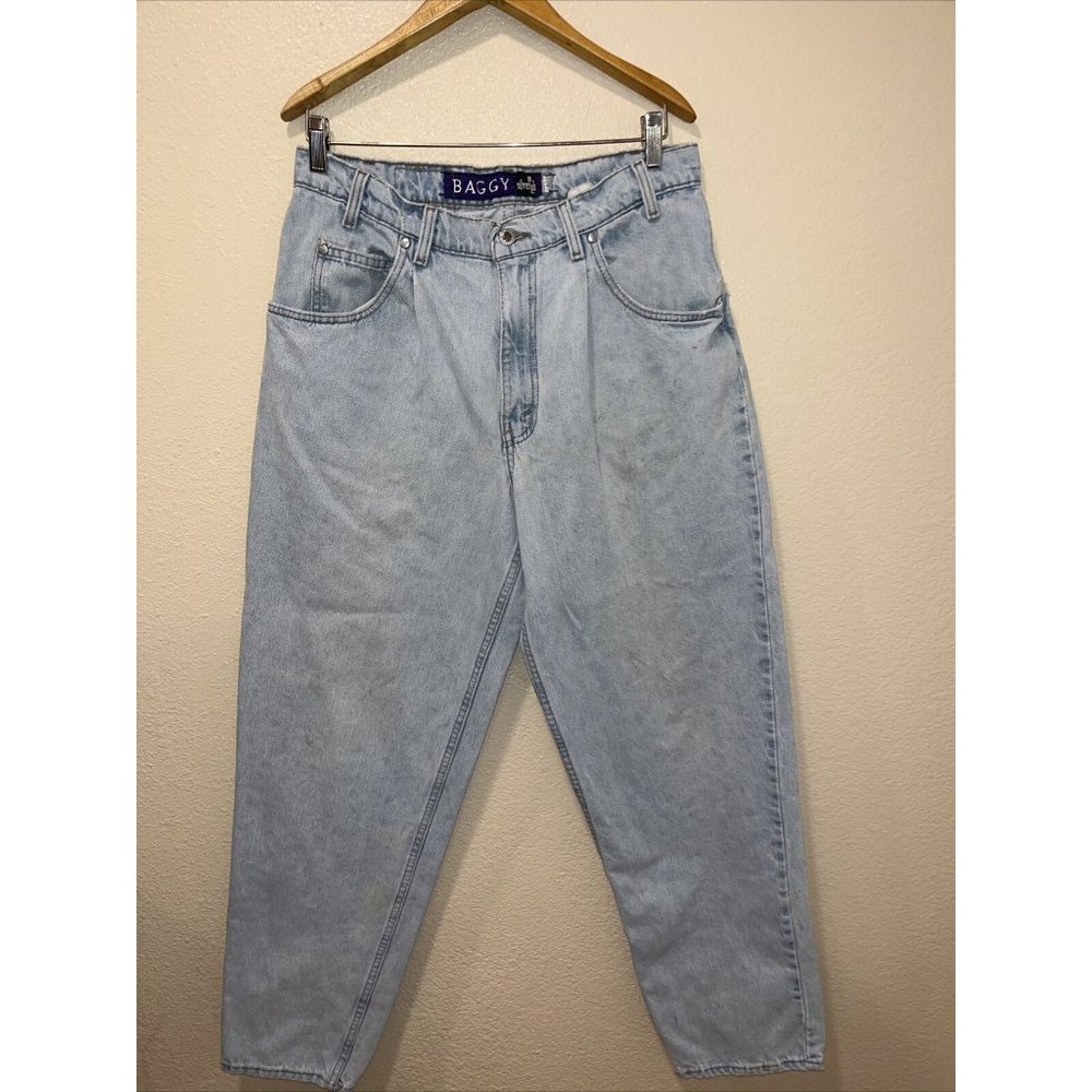 VTG 90s Levis Silver Tab Baggy Jeans Distressed Thrashed Stained Grunge 34x32